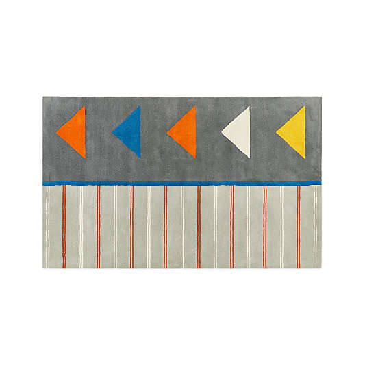 Stripe and Triangle Wool Rug 5'x8'