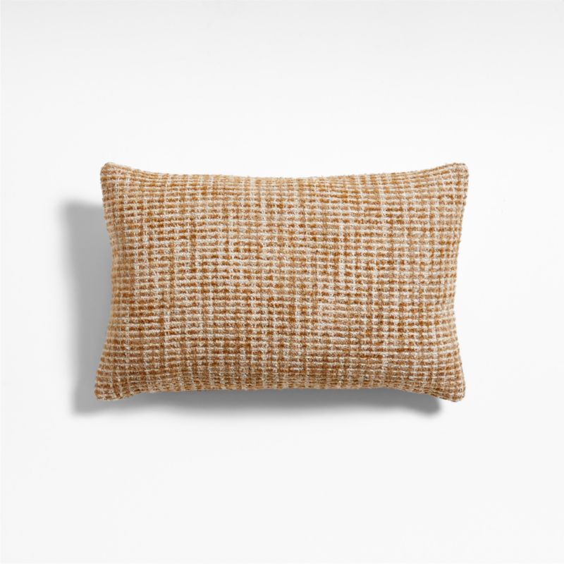 Tricote Tweed 22 x15 Copper Yellow Multi Throw Pillow with Feather Insert by Athena Calderone Crate Barrel