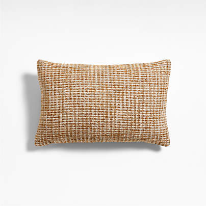 Tricote Tweed 22x15 Copper Yellow Multi Throw Pillow with Feather Insert by Athena Calderone