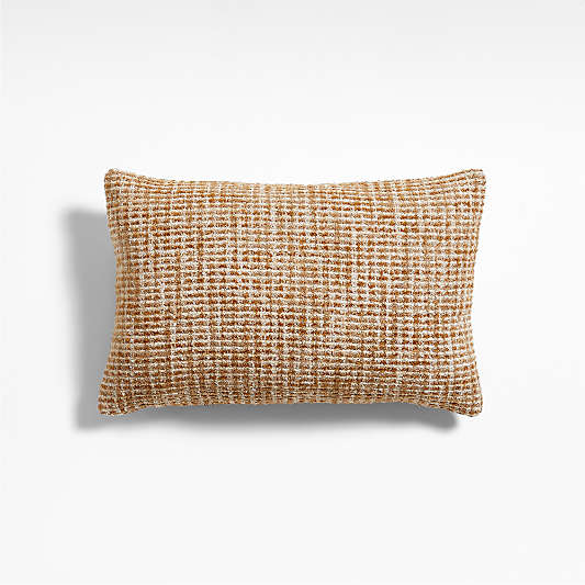 Tricote Tweed 22"x15" Copper Yellow Multi Throw Pillow with Feather Insert by Athena Calderone