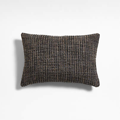 Tricote Tweed 22x15 Smoke Grey Multi Throw Pillow with Feather Insert by Athena Calderone