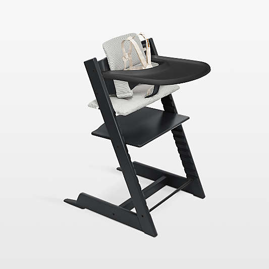 Stokke ® Tripp Trapp ® Complete Black Wood Baby High Chair with Nordic Grey Cushion and Stokke Tray