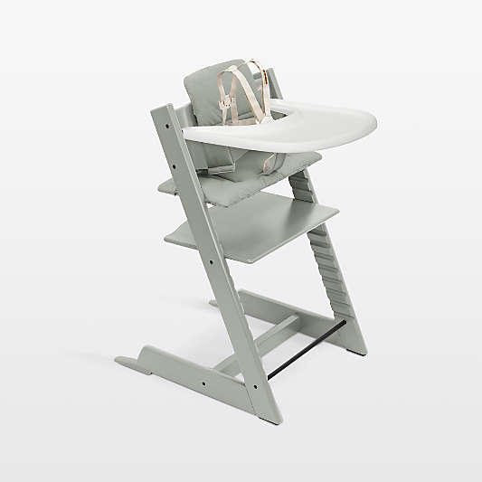 Stokke ® Tripp Trapp ® Complete Glacier Green Wood Baby High Chair with Glacier Green Cushion and Stokke Tray