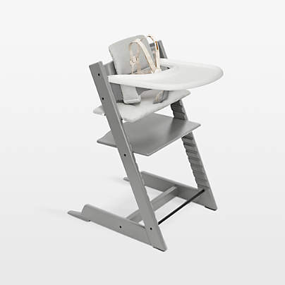 Stokke ® Tripp Trapp ® Complete Storm Grey Wood Baby High Chair with Nordic Grey Cushion and Stokke Tray