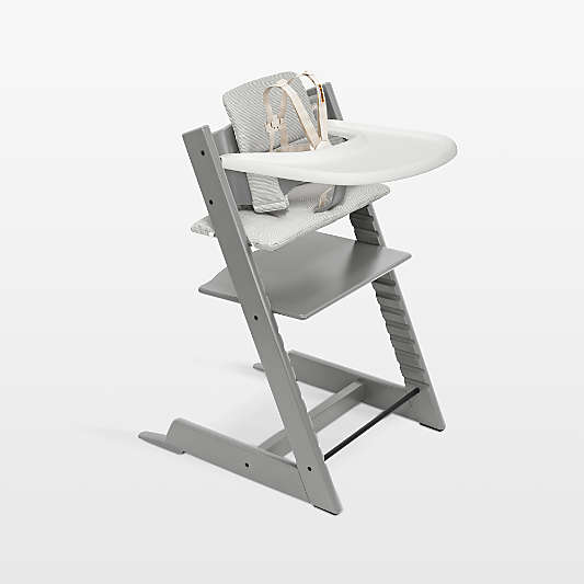 Stokke ® Tripp Trapp ® Complete Storm Grey Wood Baby High Chair with Nordic Grey Cushion and Stokke Tray