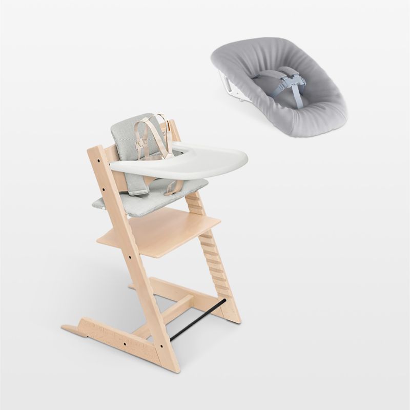 Stokke ® Tripp Trapp ® Complete Natural Wood Baby High Chair with Nordic Grey Cushion, Newborn Set and Stokke Tray - image 0 of 1