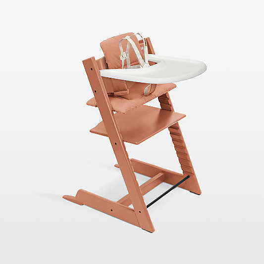 Stokke ® Tripp Trapp ® Complete Terracotta Wood Baby High Chair with Terracotta Cushion and Stokke Tray