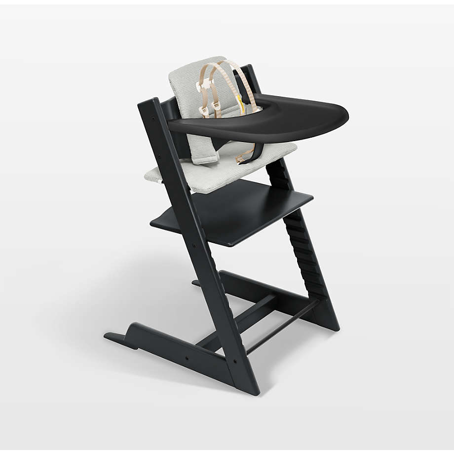 Stokke Tripp Trapp Complete Black Wood Baby High Chair with Nordic Grey  Cushion & Tray + Reviews