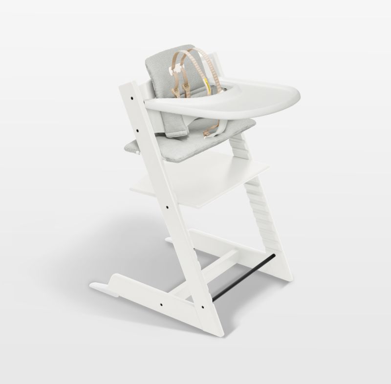 Stokke Tripp Trapp Complete White Wood Baby High Chair with Nordic Grey ...