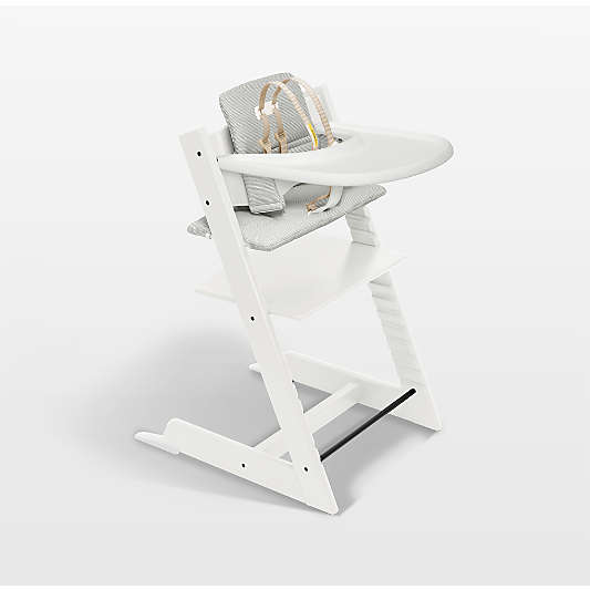 Stokke ® Tripp Trapp ® Complete White Wood Baby High Chair with Nordic Grey Cushion & Tray