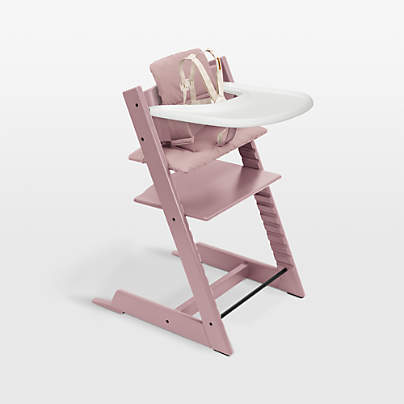 Stokke Tripp Trapp Complete Heather Mauve Purple Wood High Chair with Cushion and Tray