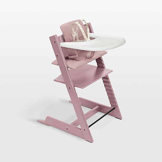 Stokke Tripp Trapp Complete Heather Mauve Purple Wood High Chair with Cushion and Tray