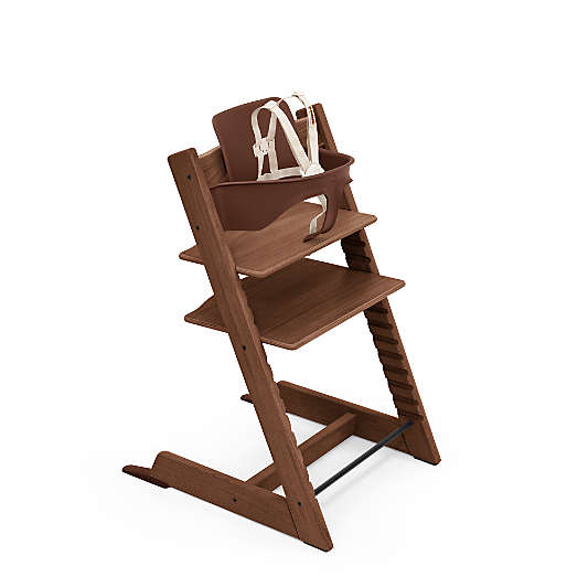 Stokke Tripp Trapp Warm Oak Wood High Chair with Cushion, Tray and Newborn Bundle