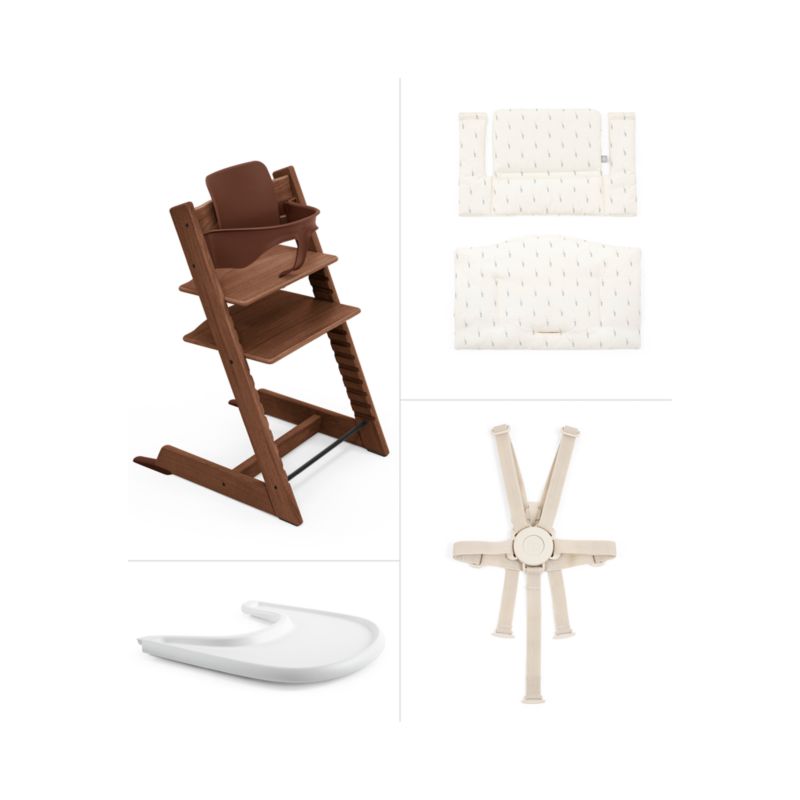 Stokke ® Tripp Trapp® Warm Brown Oak Wood Baby High Chair with Cushion and Tray - image 1 of 3