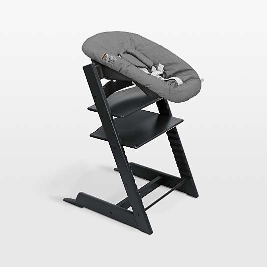 Stokke ® Tripp Trapp ® Black Wood and Athracite Grey Baby High Chair and Newborn Set