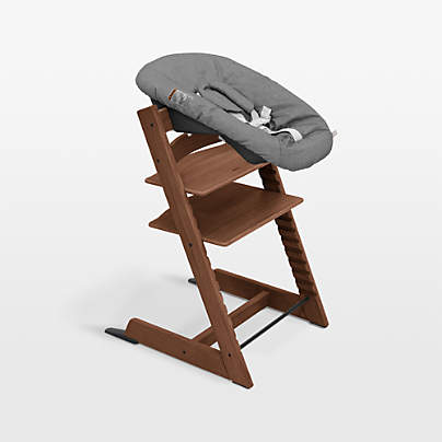 Stokke ® Tripp Trapp ® Warm Oak Wood and Athracite Grey Baby High Chair and Newborn Set