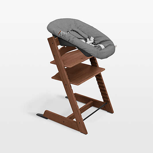 Stokke ® Tripp Trapp ® Warm Oak Wood and Athracite Grey Baby High Chair and Newborn Set