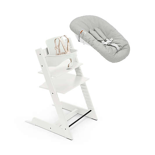 Stokke ® Tripp Trapp ® White Wood Baby High Chair and Newborn Set