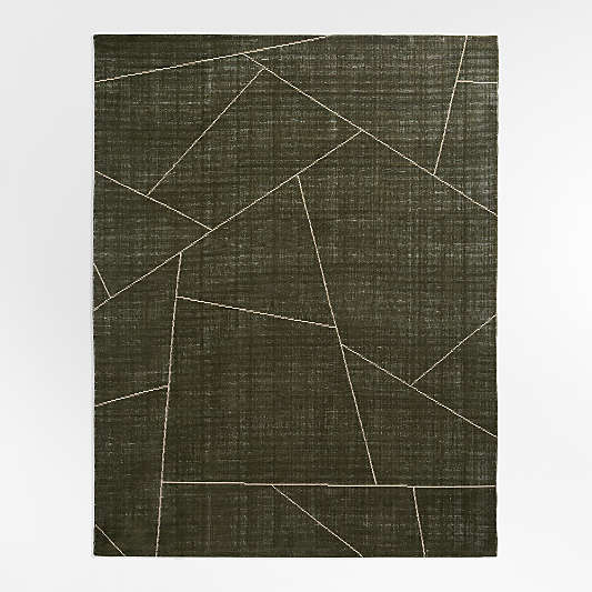 Teramo Performance Handwoven Abstract Dark Green Rug