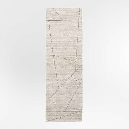 Teramo Performance Handwoven Abstract Ivory Runner Rug 2'10"x9'