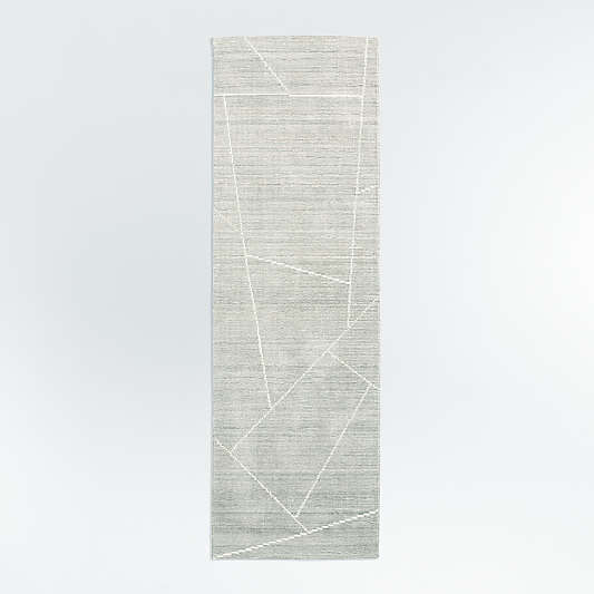 Teramo Performance Handwoven Abstract Light Blue Runner Rug 2'10"x9'