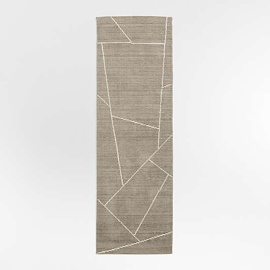 Teramo Performance Handwoven Abstract Taupe Runner Rug 2'10"x9'