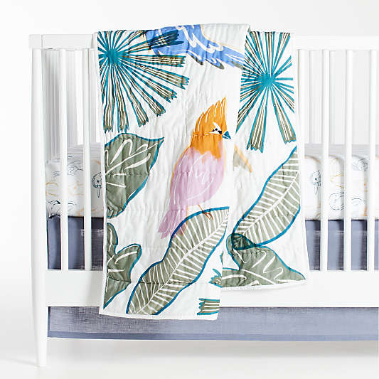 Tropical Bird Organic Crib Quilt