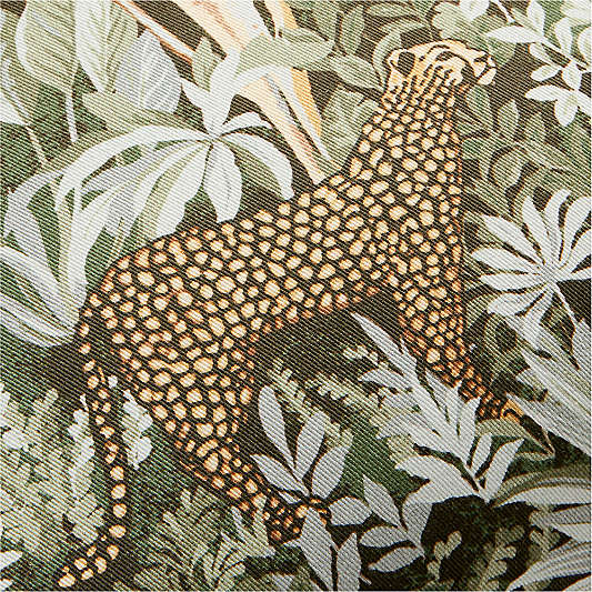 Tropical Leopard Organic Cotton 20"x20" Shadow Sage Green Throw Pillow with Down-Alternative Insert