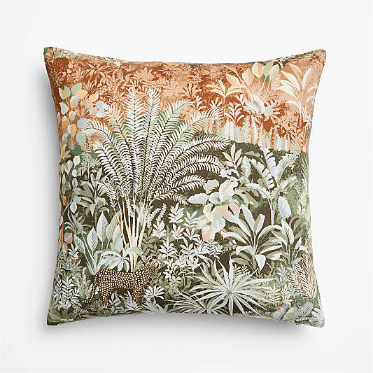 Tropical Leopard Organic Cotton 20"x20" Shadow Sage Green Throw Pillow Cover