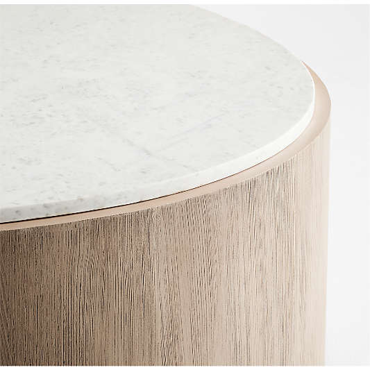 Troupe Marble and Natural Pine Wood 60" Oval Coffee Table