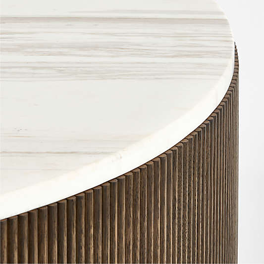 Troupe Marble and Oak Ribbed 56" Round Coffee Table