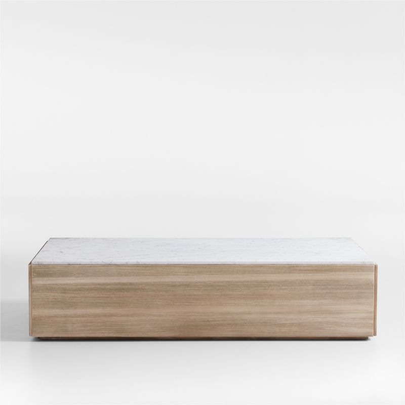 Troupe Marble and Natural Pine Wood 65" Rectangular Coffee Table - image 0 of 10