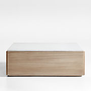 Keane Weathered Natural Wood 45" Square Storage Coffee Table