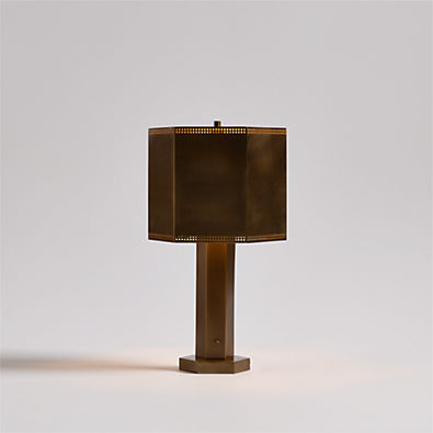 View Trousdale Brass Perforated Metal Mini Table Lamp 15" details