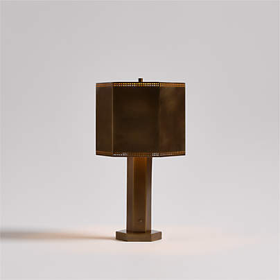 Trousdale Brass Perforated Metal Mini Table Lamp 15"