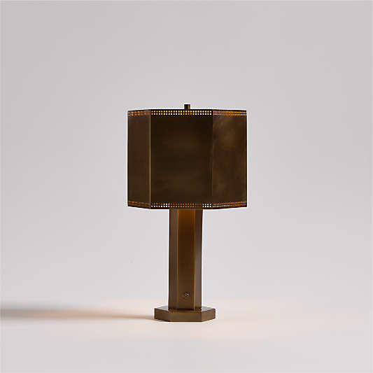 Trousdale Brass Perforated Metal Mini Table Lamp 15"