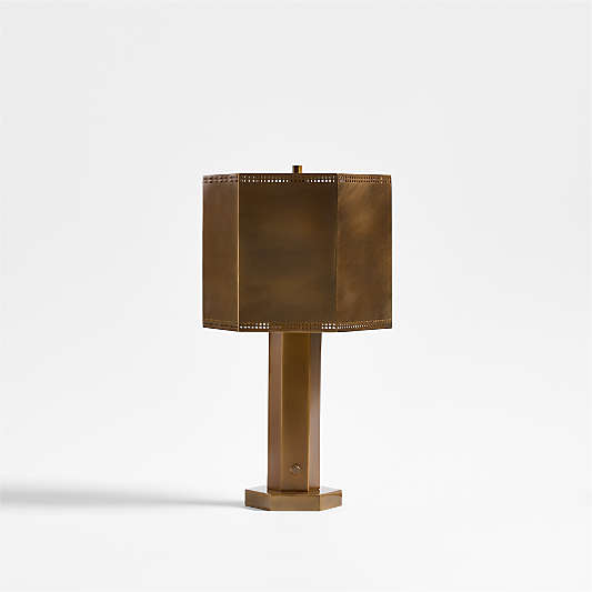Trousdale Brass Perforated Metal Mini Table Lamp 15"