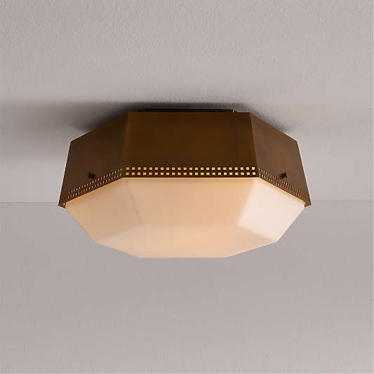 Trousdale Perforated Metal Brass Flush Mount Light 15"