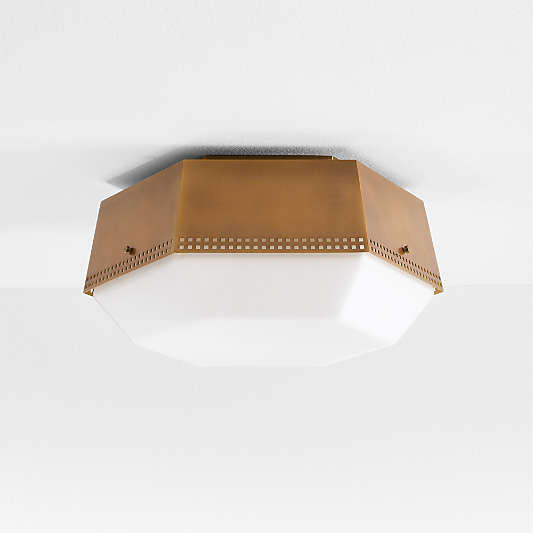 Trousdale Perforated Metal Brass Flush Mount Light 15"