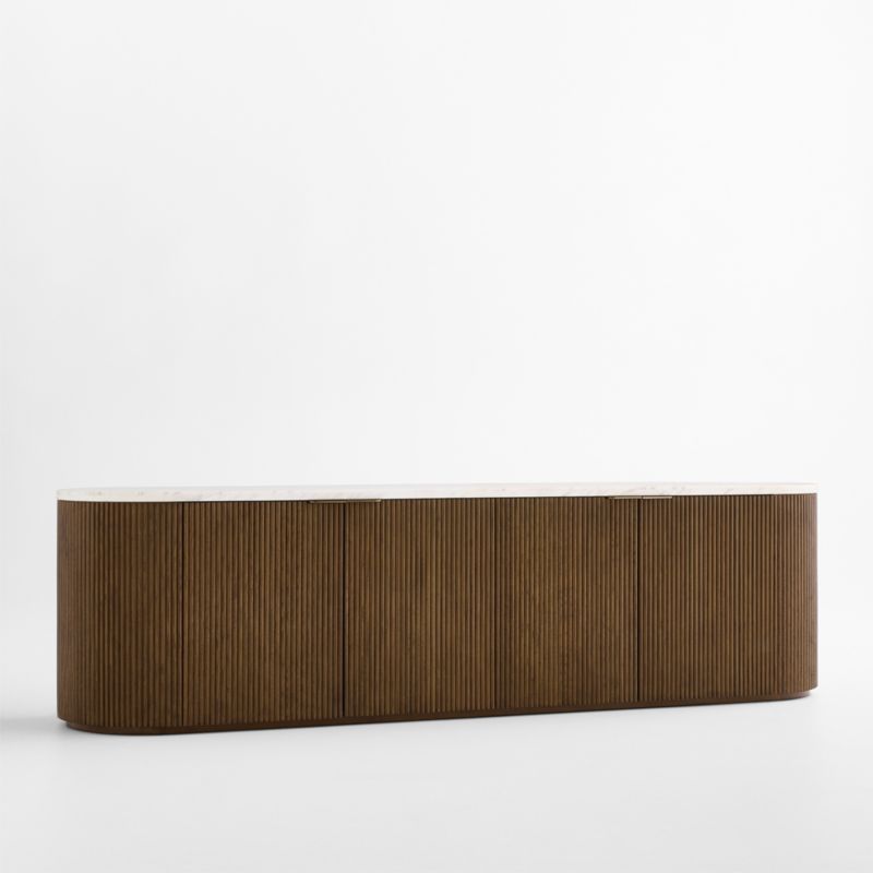 Troupe 81" Brown Oak and Marble Ribbed Storage Media Console - image 2 of 7