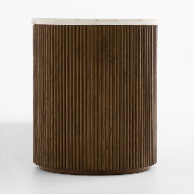 Troupe 81" Brown Oak and Marble Ribbed Storage Media Console - image 3 of 7