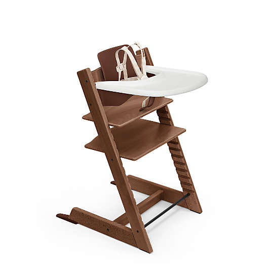 Stokke Tripp Trapp Complete Warm Brown Beech Wood High Chair with Cushion and Tray