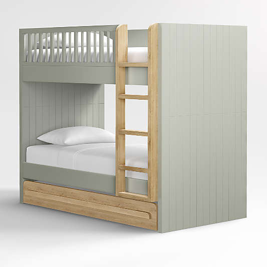 Natural Oak Wood Kids Trundle Bed