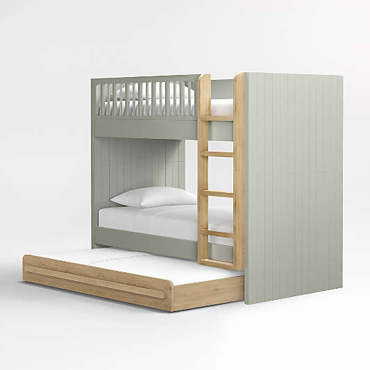 Natural Oak Wood Kids Trundle Bed