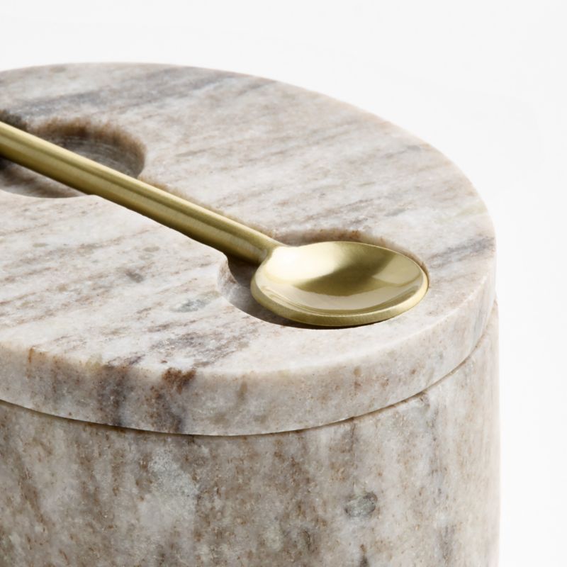 Tuscan Kitchen Marble Salt Cellar with Gold Spoon - image 2 of 3