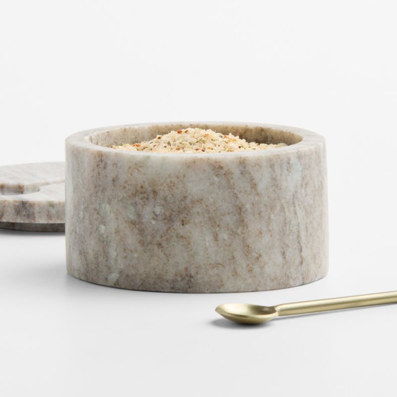 Tuscan Kitchen Marble Salt Cellar with Gold Spoon - image 1 of 3