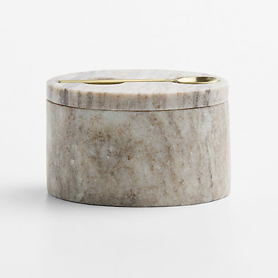View Tuscan Kitchen Marble Salt Cellar with Gold Spoon details
