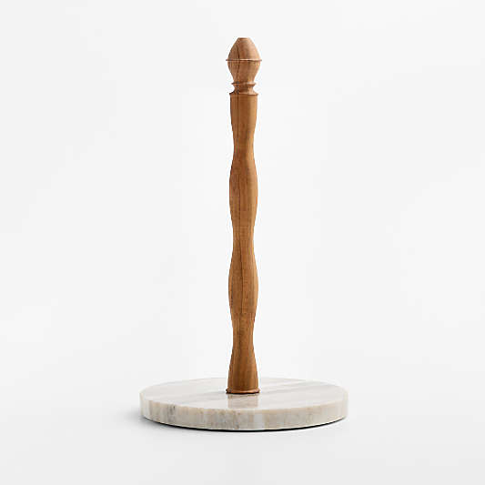 Tuscan Kitchen Marble and Wood Paper Towel Holder