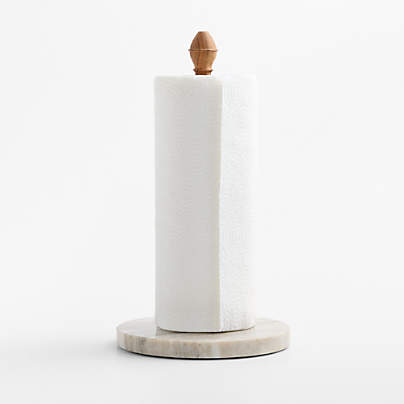Tuscan Kitchen Marble and Wood Paper Towel Holder