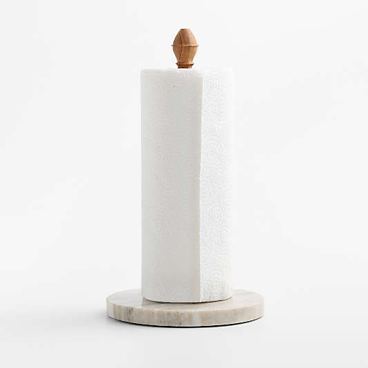Tuscan Kitchen Marble and Wood Paper Towel Holder